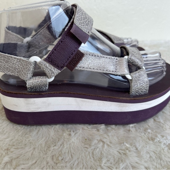 Teva Sandals Womens Size 6 Flatform Universal Platform Slingback Silver Orchid - Picture 4 of 9